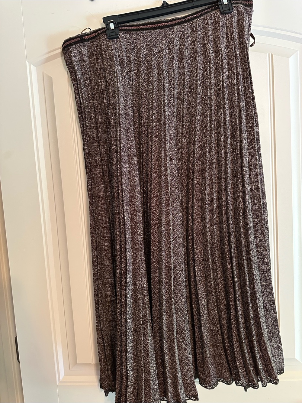 Brown Metallic Pleated Circle Skirt